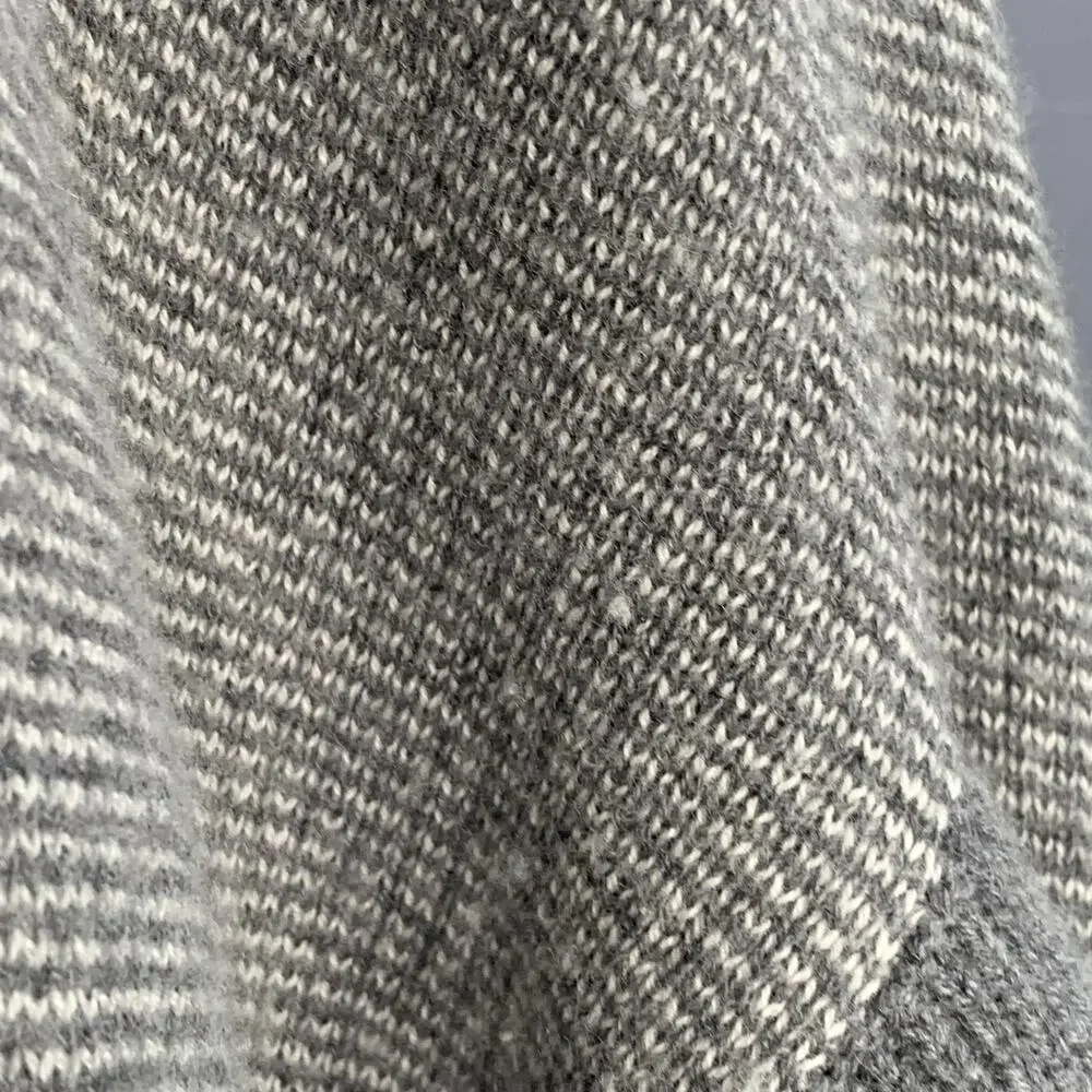 NO BRAND Size M Grey White Knit Shawl Collar Short Sleeve Open Front Cardigan
